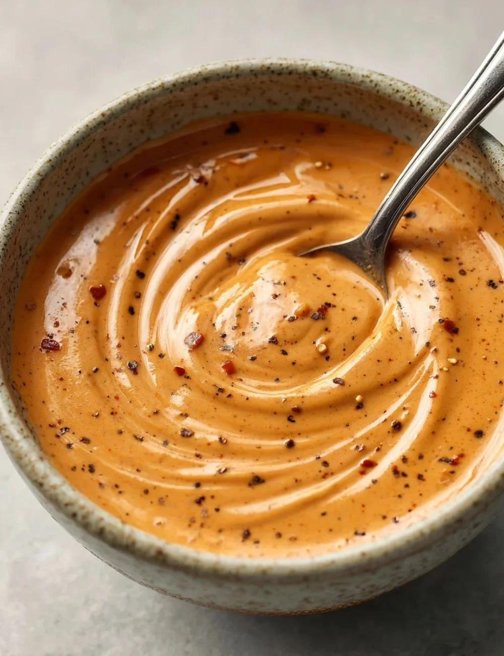 Creamy chipotle sauce with garlic and sour cream in a bowl