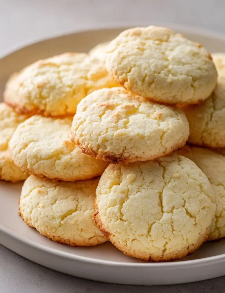 Delicious cottage cheese cookies on a plate, suitable for a healthy snack.