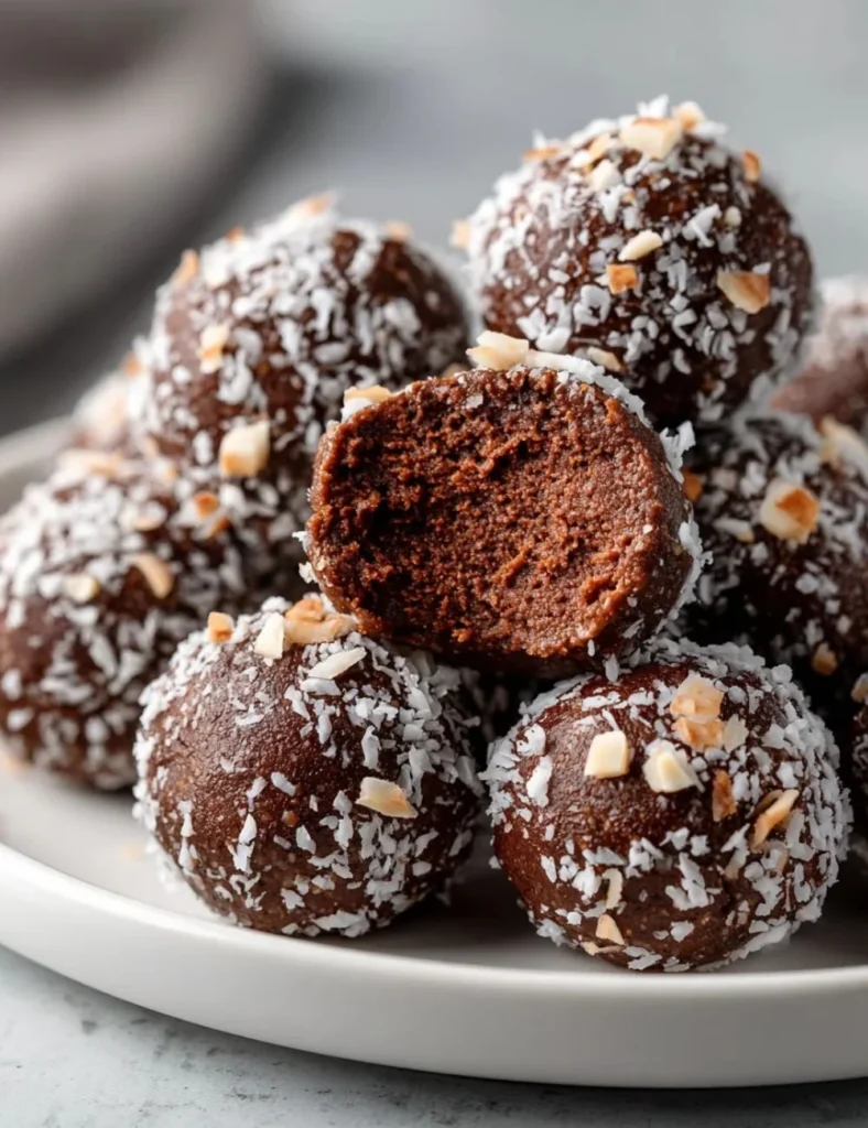 Easy homemade chocolate truffles on a decorative plate