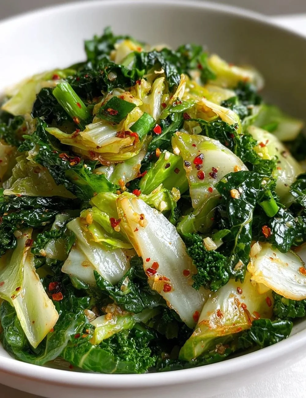 Garlic sautéed cabbage cooked with non-alcoholic ale in a skillet