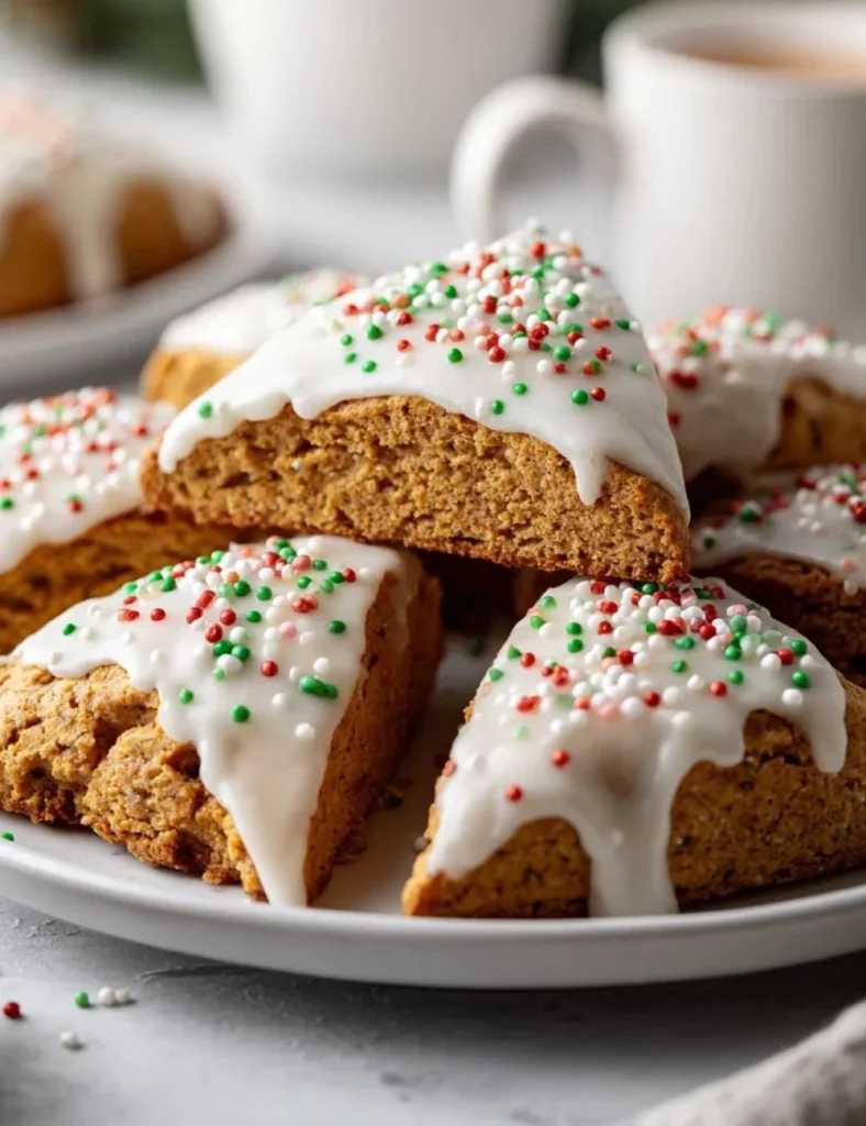 Delicious gin extract gingerbread scones on a festive table