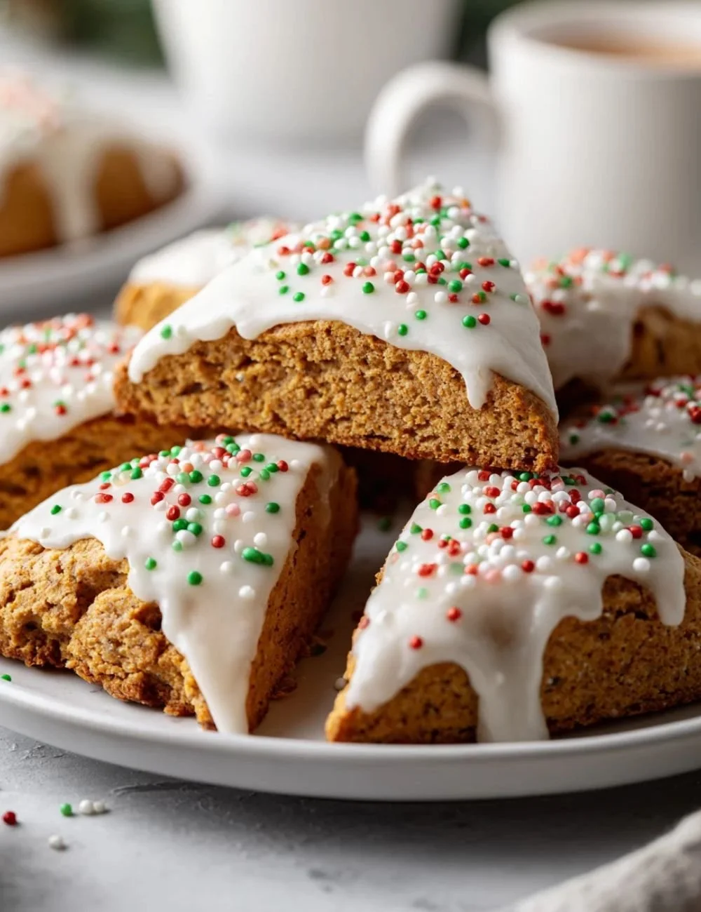 Delicious gin extract gingerbread scones on a festive table