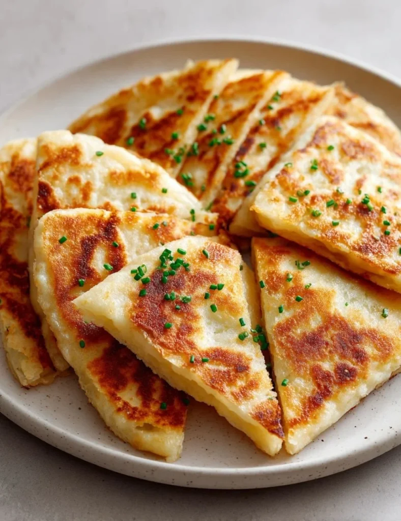Traditional Irish potato farls served with butter and herbs.