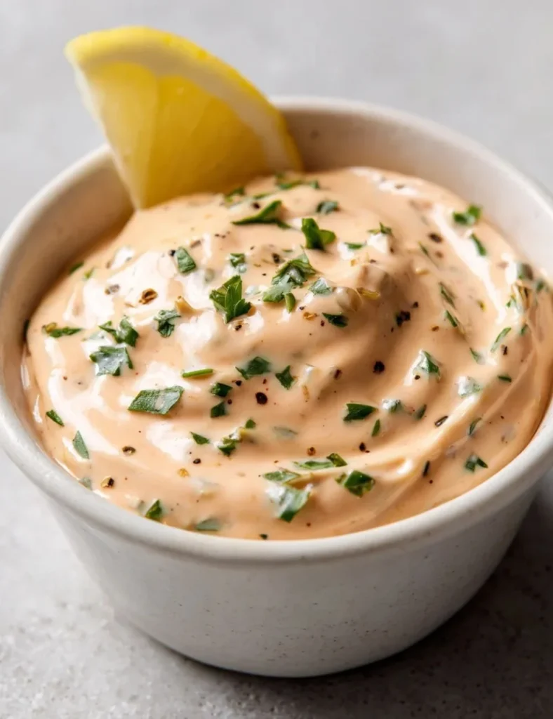 Homemade Louisiana Remoulade Sauce served with seafood