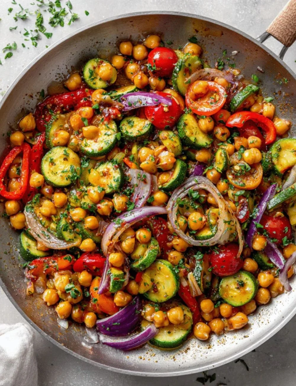 Mediterranean Chickpea Stir Fry with colorful vegetables and spices
