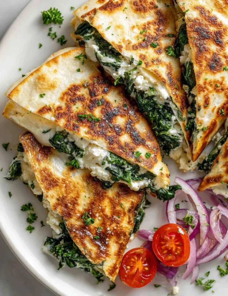 Delicious Mediterranean Quesadillas with vegetables and herbs