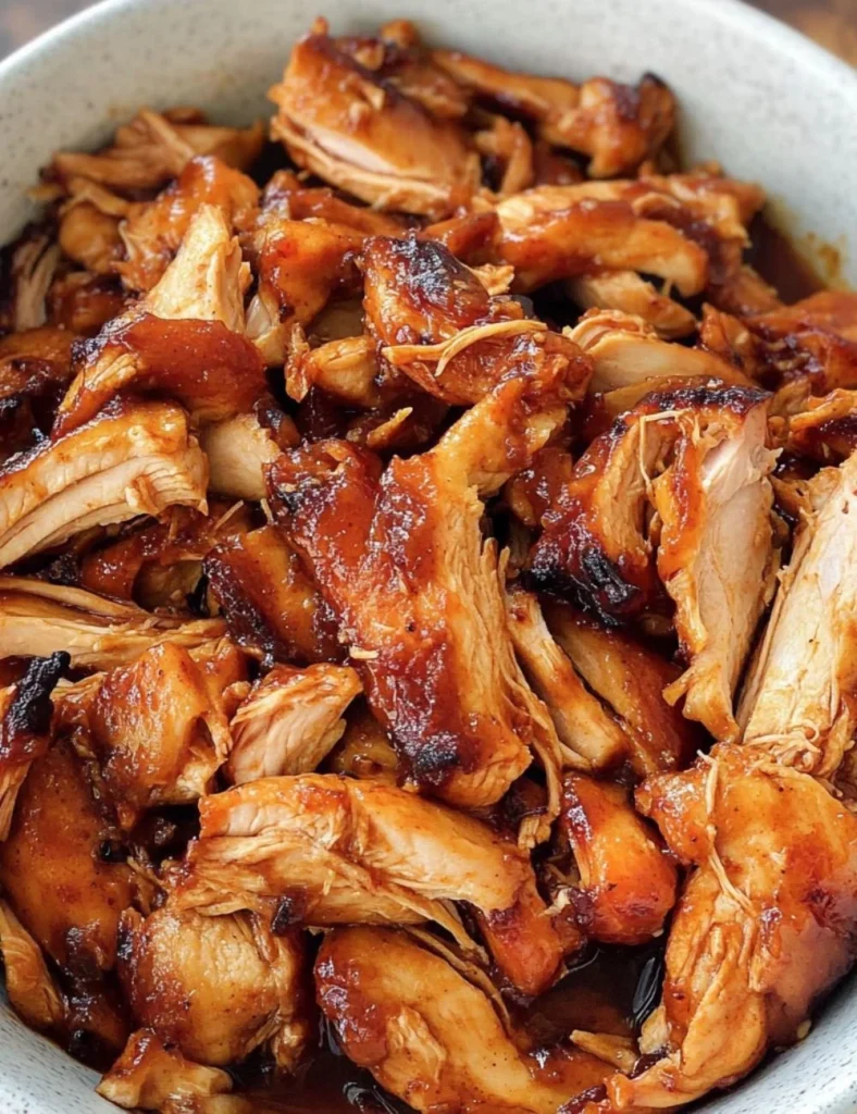 Pulled Instant Pot BBQ chicken served with homemade coleslaw