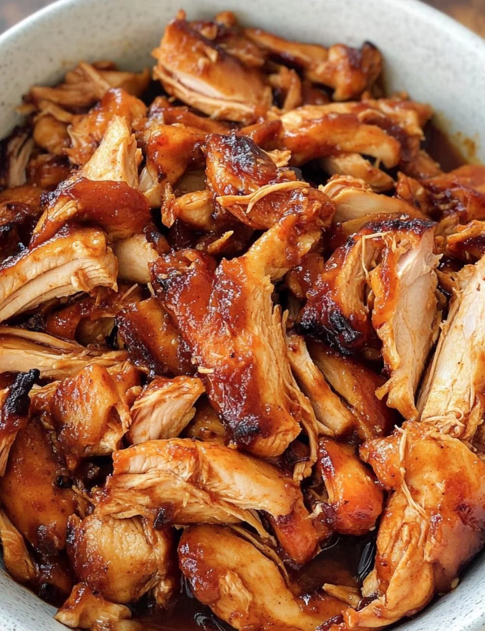 Pulled Instant Pot BBQ chicken served with homemade coleslaw