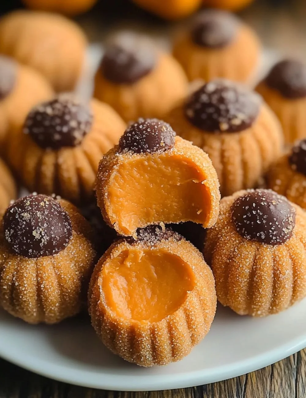 Pumpkin Cheesecake Truffles decorated with autumn-themed sprinkles