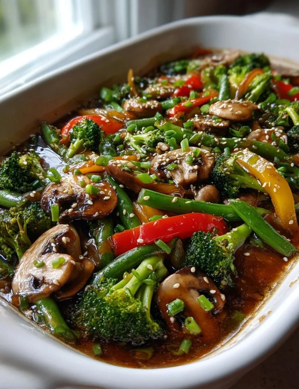 Colorful vegetable stir fry with fresh vegetables and savory sauce