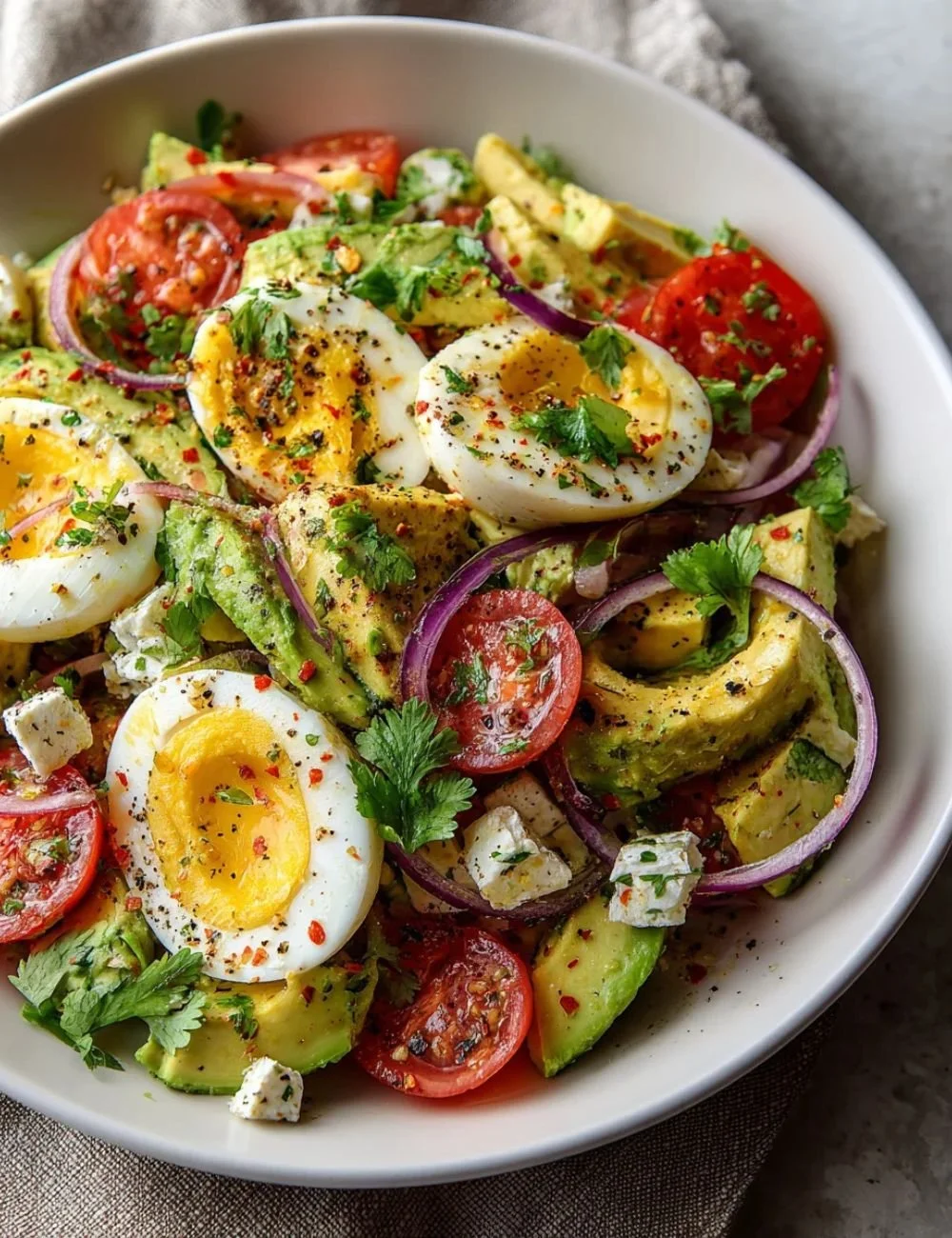 Healthy Workout Egg Avocado Salad with protein and healthy fats