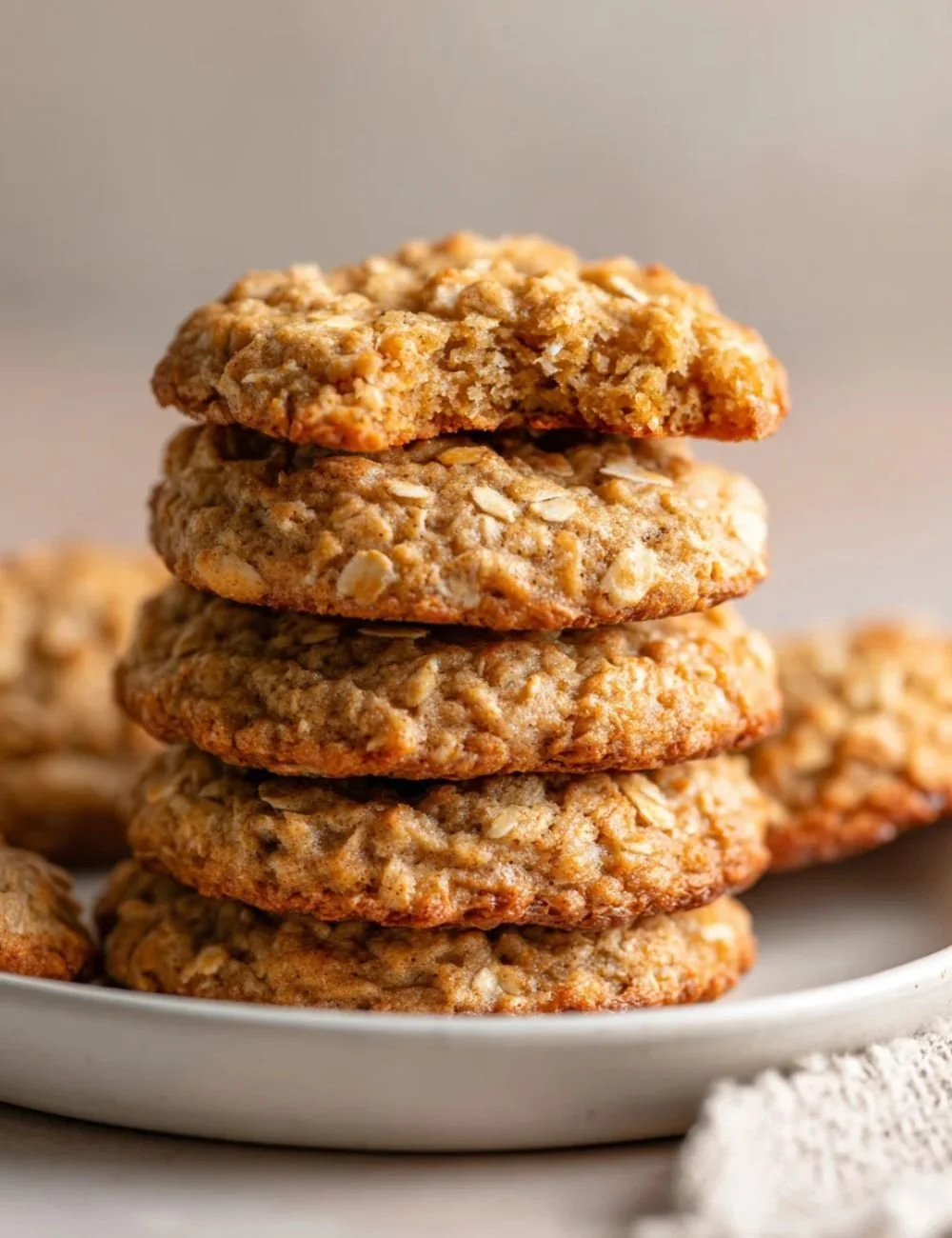 Freshly baked banana oatmeal cookies on a cooling rack