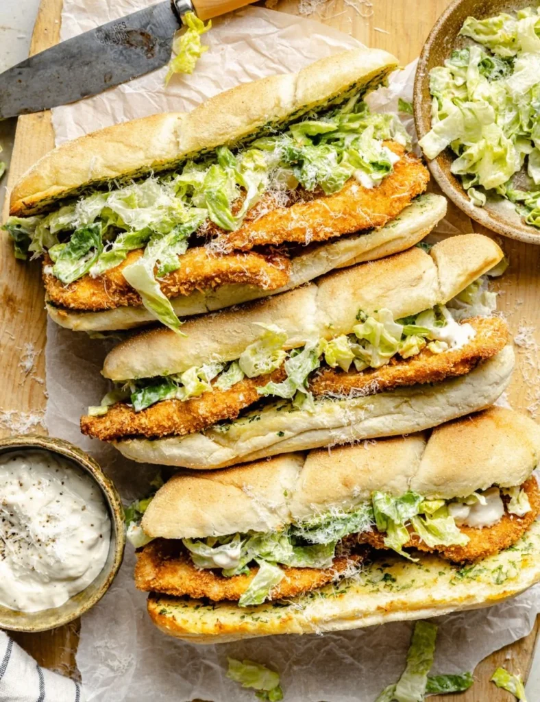 Delicious Chicken Caesar Sandwich with grilled chicken, romaine, and dressing