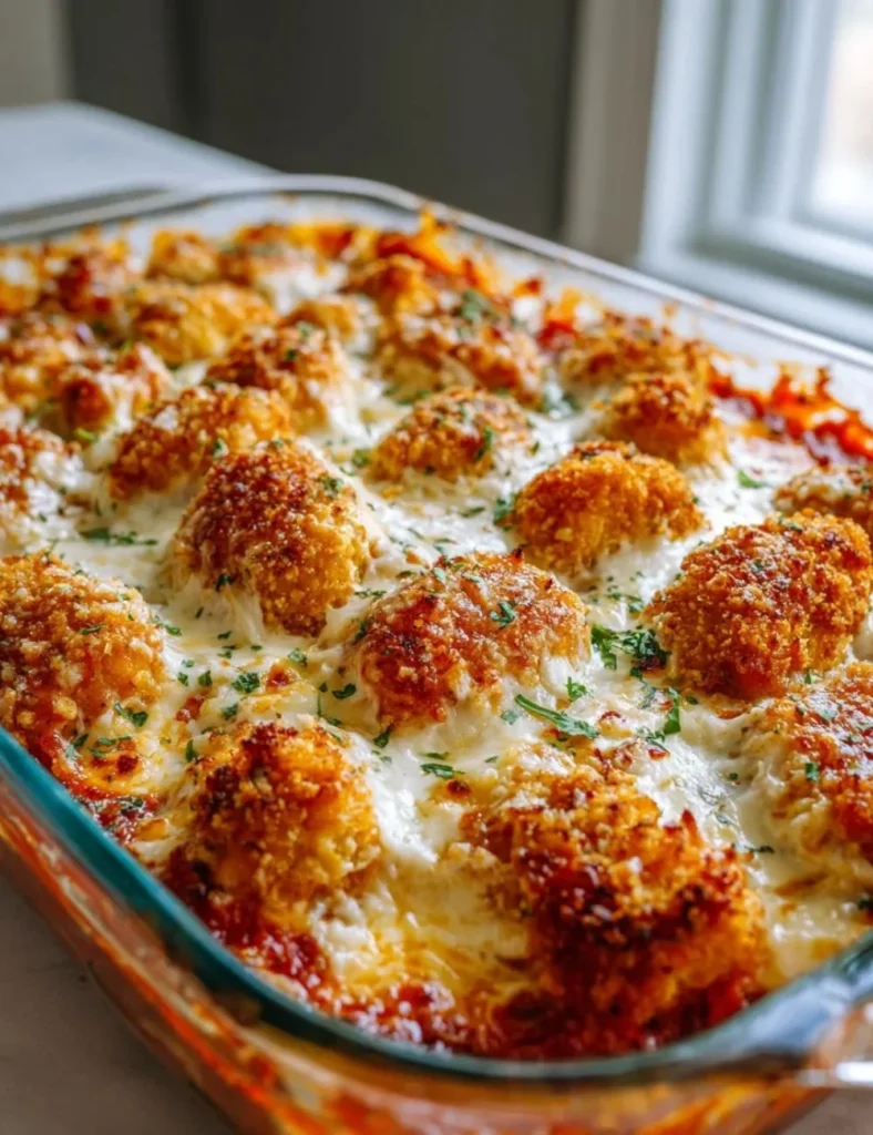 Easy Cottage Cheese Chicken Parm Bowl with chicken and cheese served in a bowl