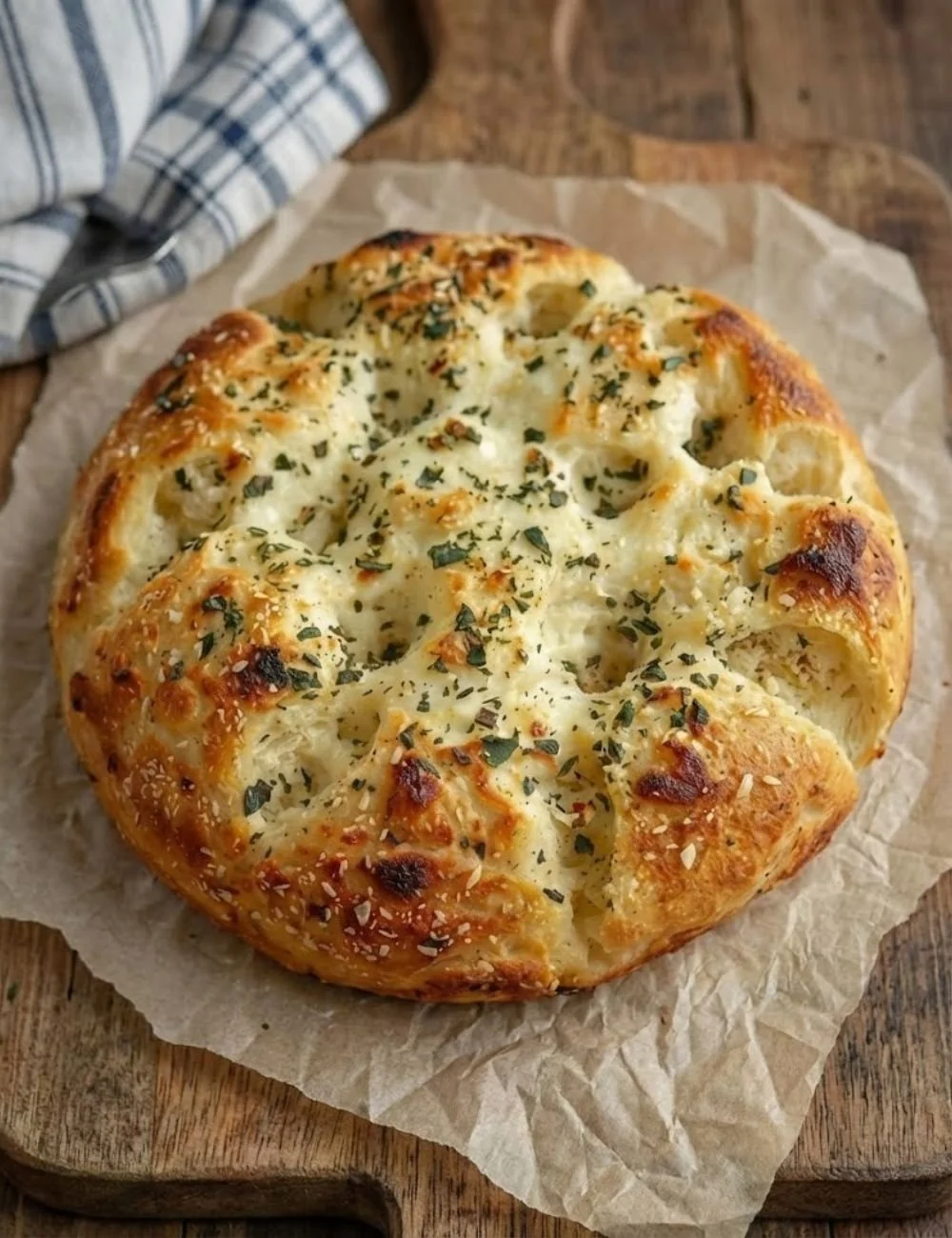 Italian herbs and cheese bread fresh out of the oven, ready to enjoy.
