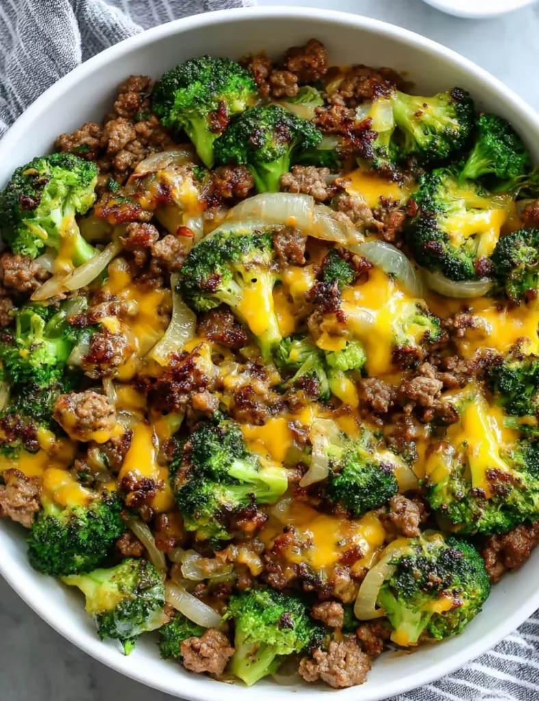 Keto Beef Hamburger Skillet with Broccoli and Cheese