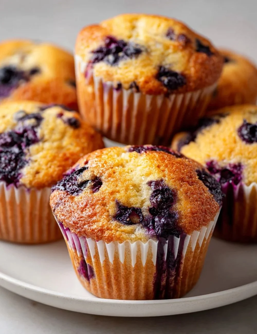 Freshly baked keto blueberry muffins with blueberries on top