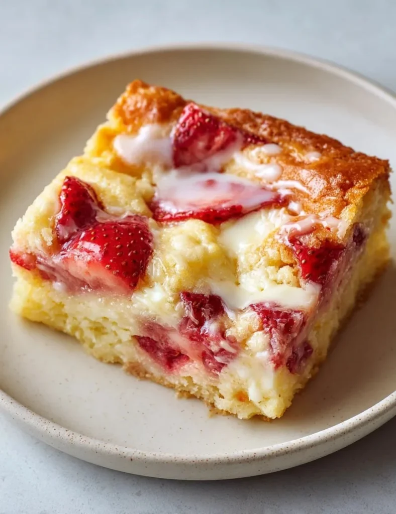 Keto strawberry cream cheese cobbler served in a dish