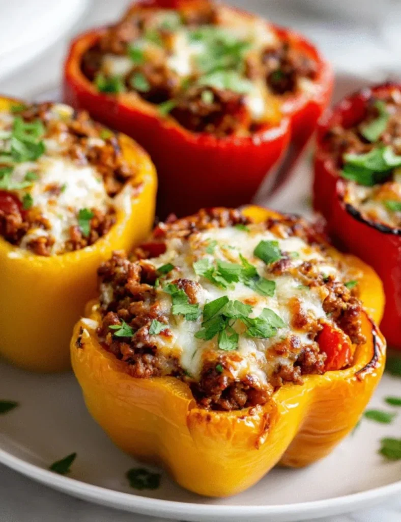 Low carb cottage cheese taco stuffed peppers recipe for a healthy meal.