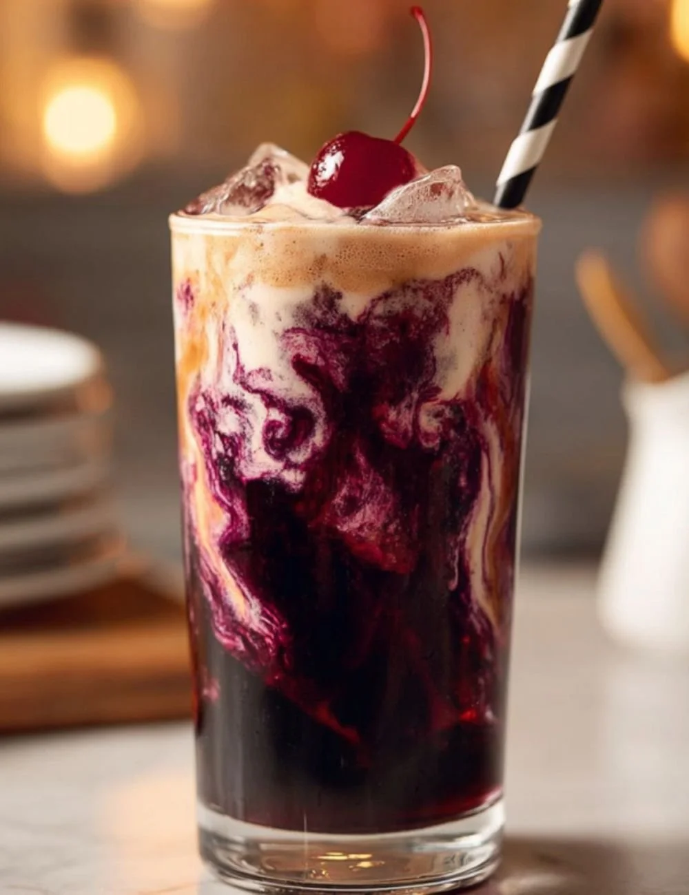 Delicious Midnight Malibu Dirty Soda served in a frosty glass