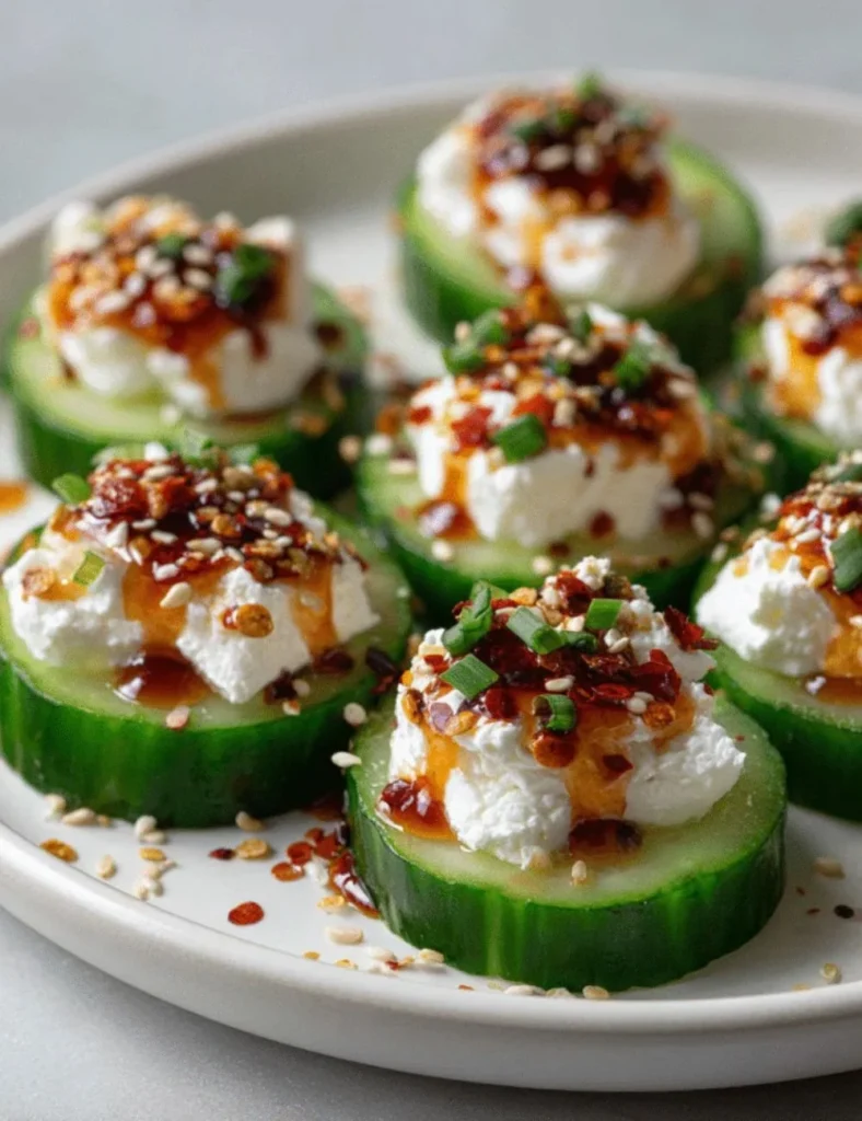 Spicy cucumber bites with cottage cheese for a healthy snack