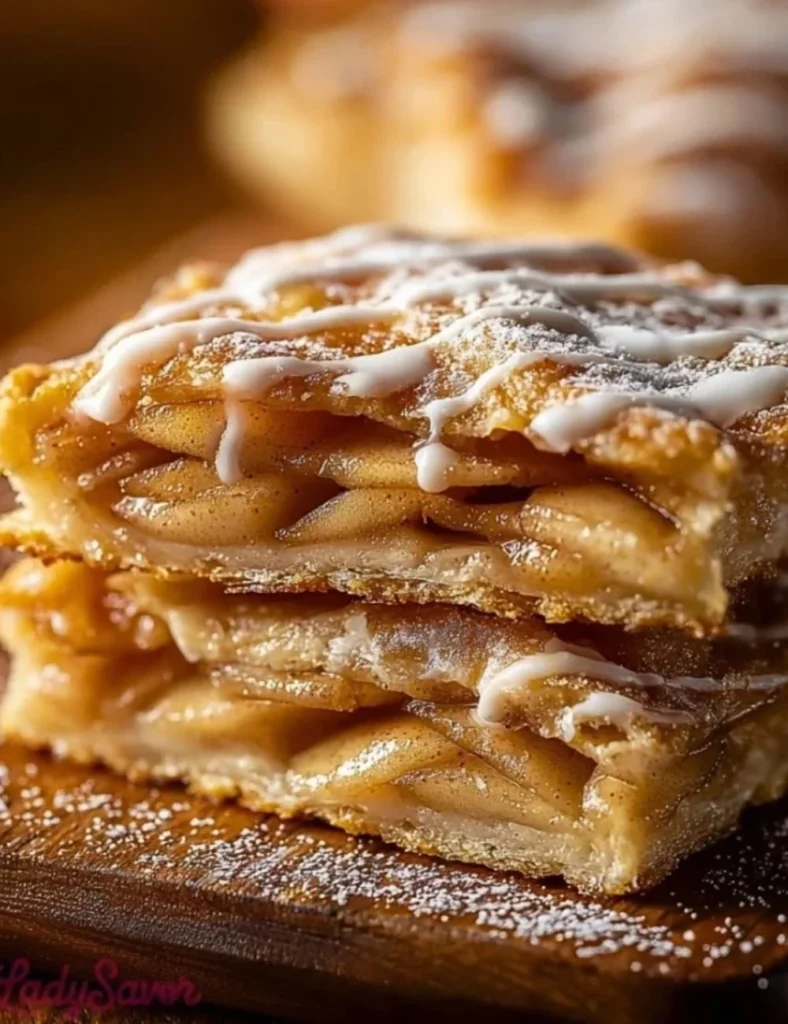 Freshly baked Chicago Style Bakery apple slices with cinnamon and buttery crust