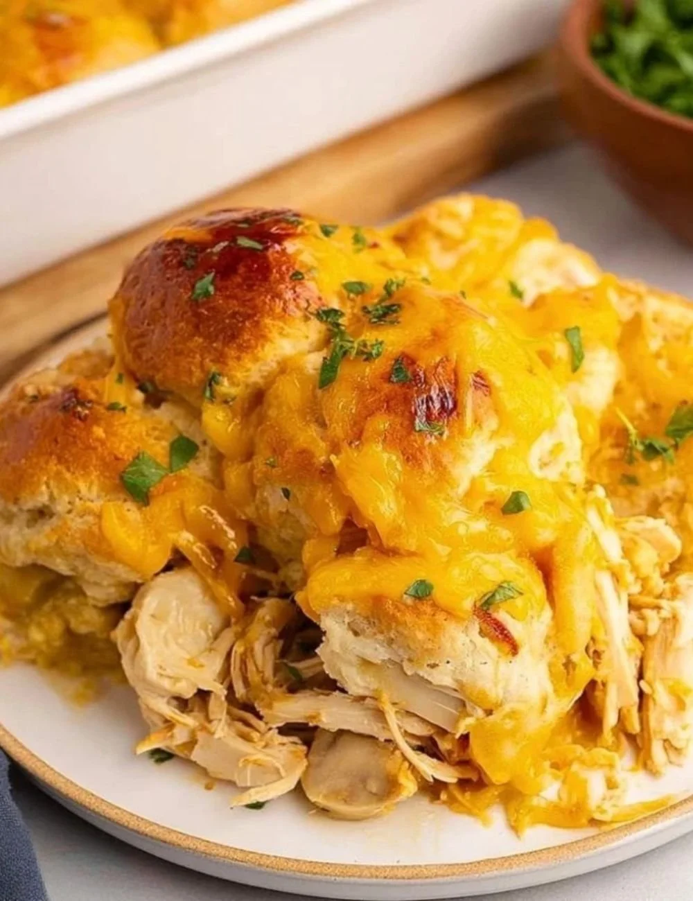 Delicious Chicken Bubble Biscuit Bake with fluffy biscuits and tender chicken.