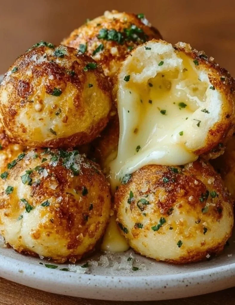 Delicious garlic butter cheese bombs fresh out of the oven
