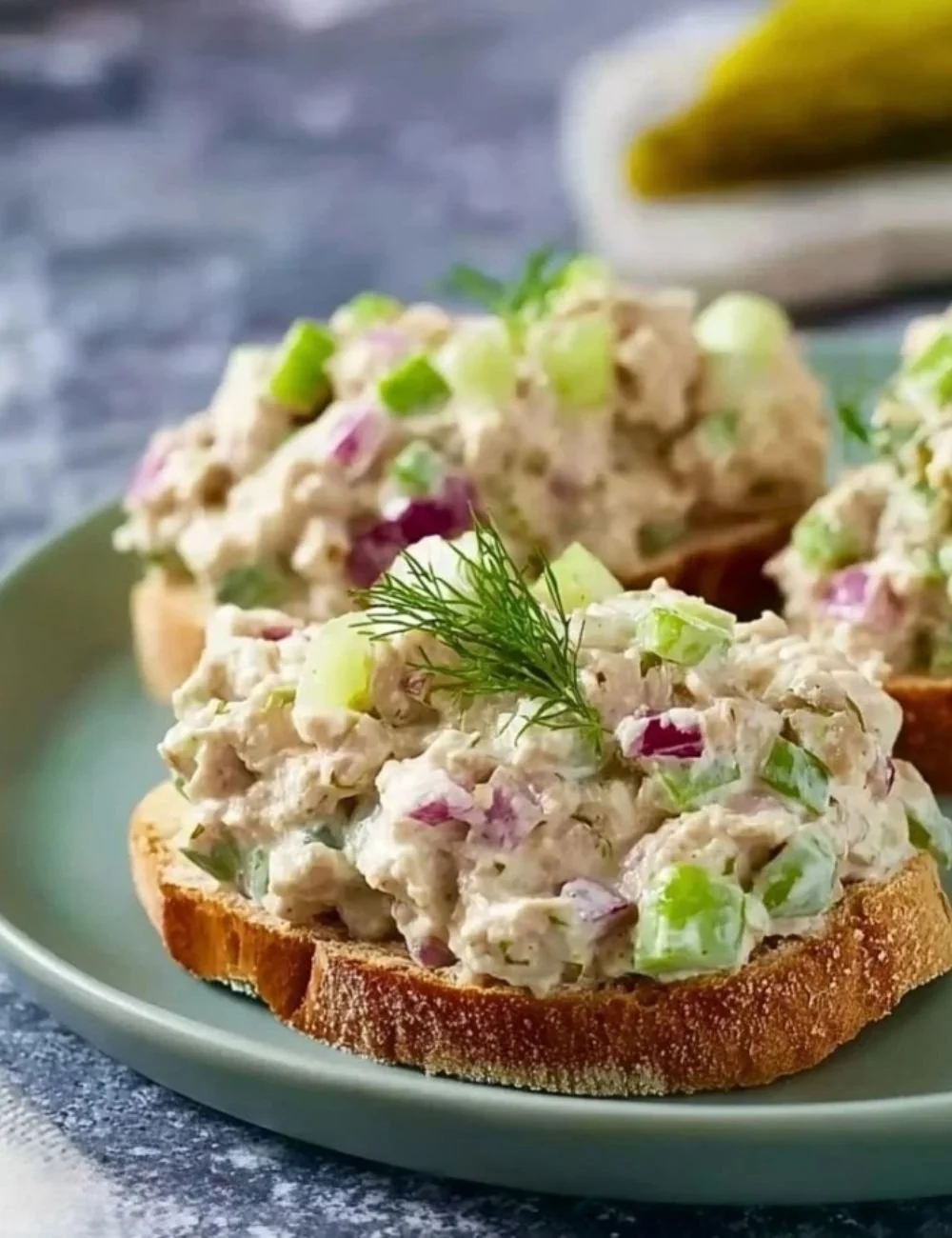 Healthy cottage cheese tuna salad with veggies and seasonings