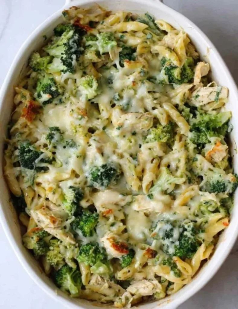 High Protein Alfredo Bake with creamy sauce and cheese