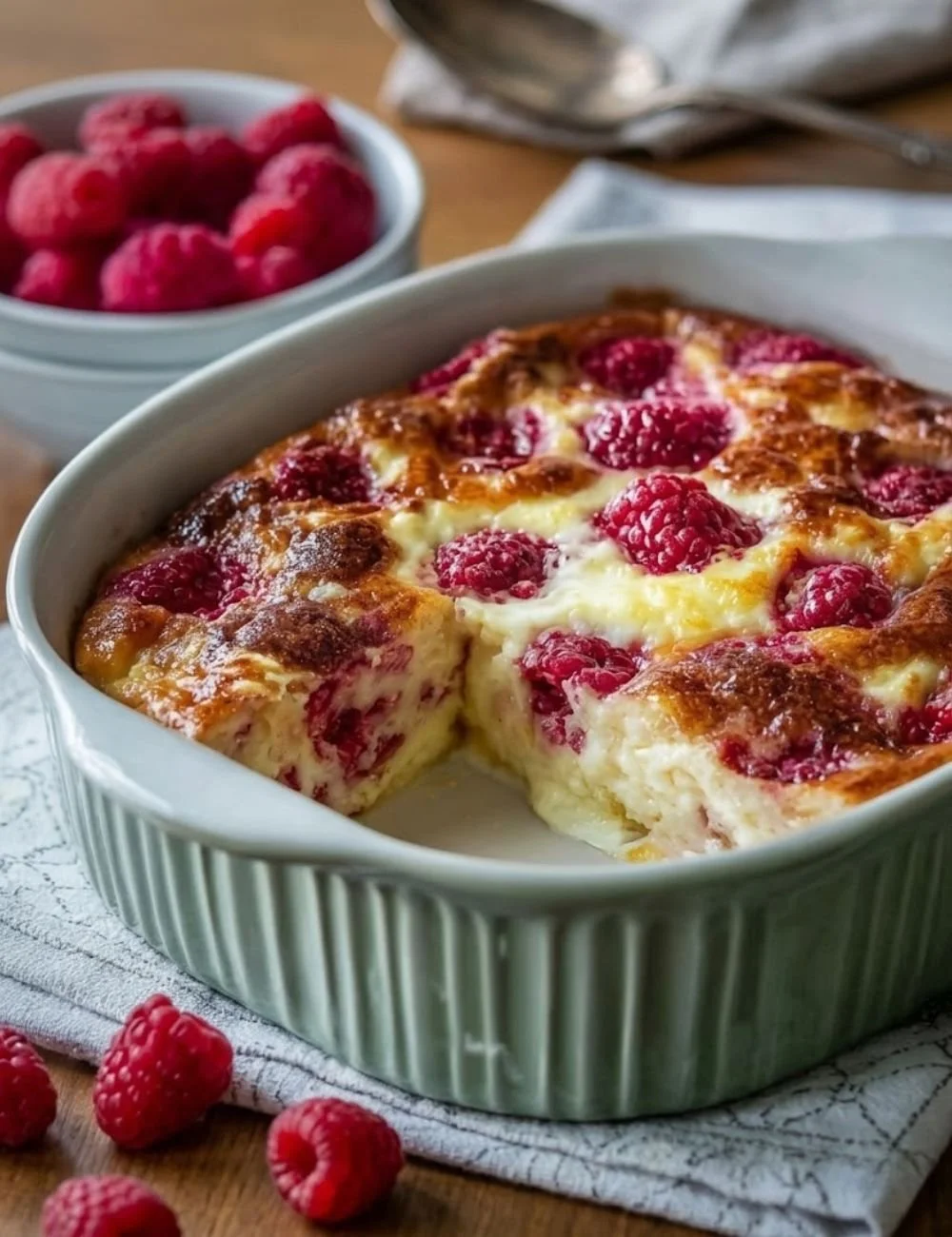 Lemon Raspberry Cottage Cheese Bake