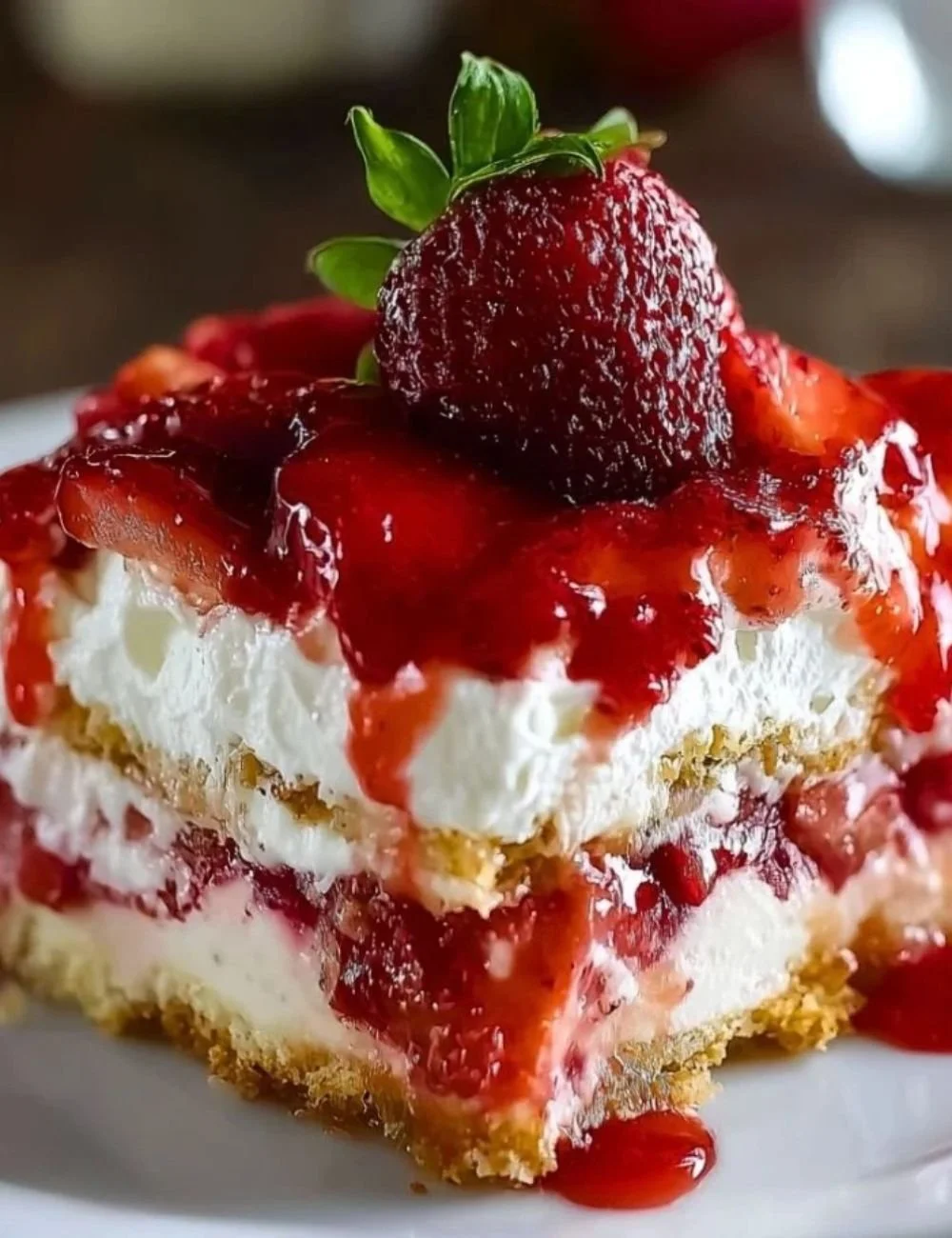 No-Bake Strawberry Cheesecake Lasagna