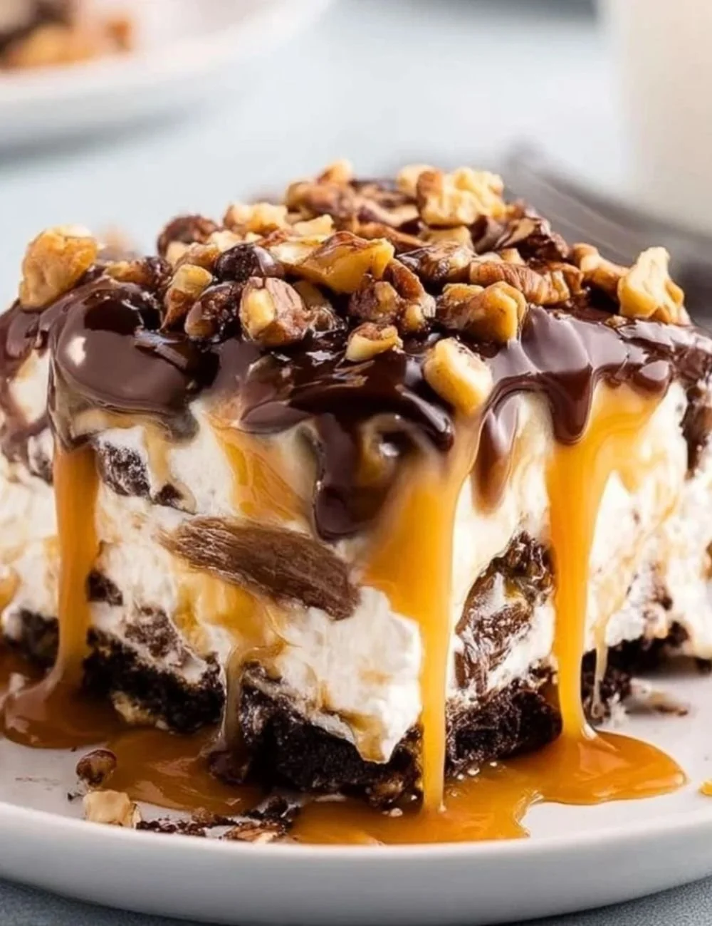 No-Bake Turtle Lasagna Dessert