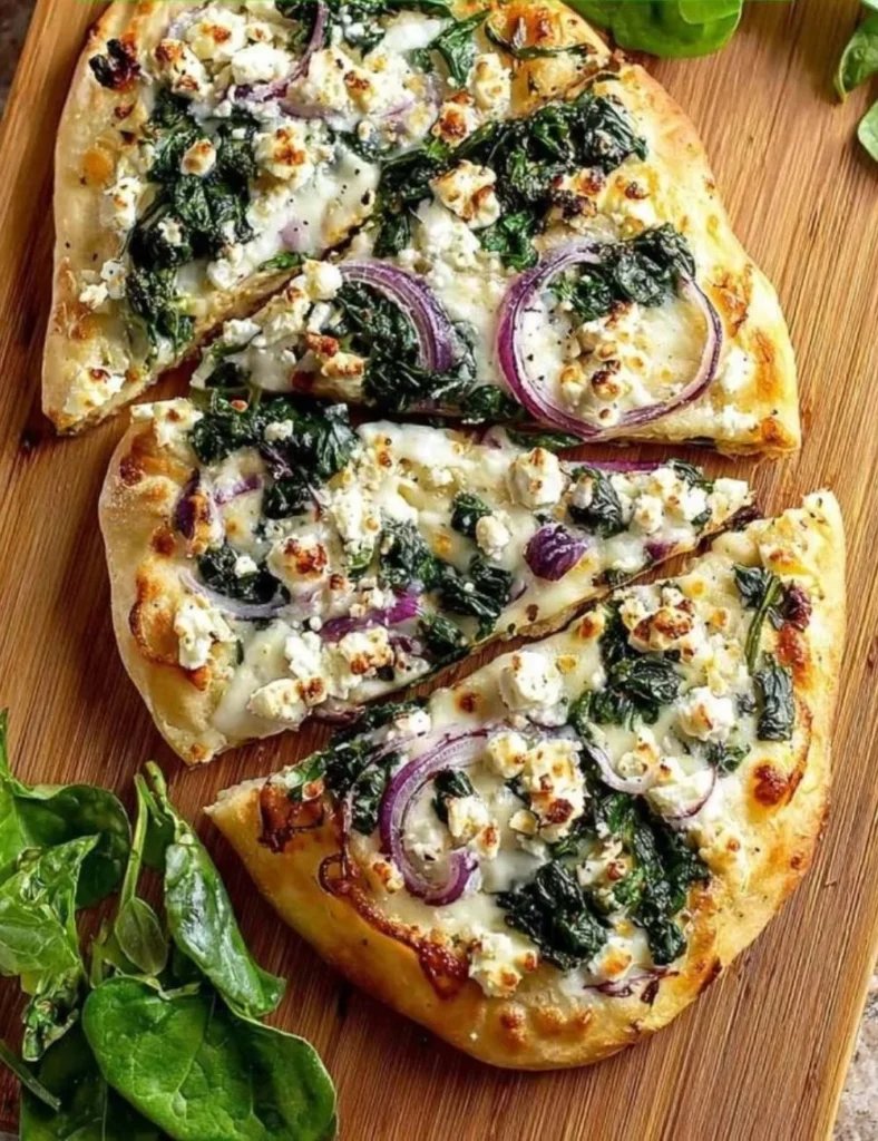 Spinach Feta Flatbread Pizza