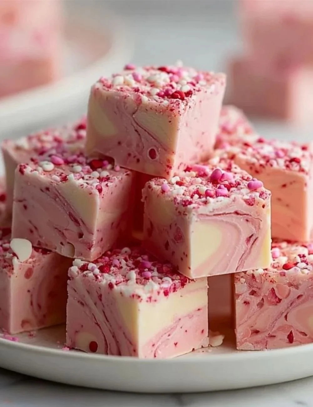 Valentine's Day sugar cookie fudge dessert with heart decorations
