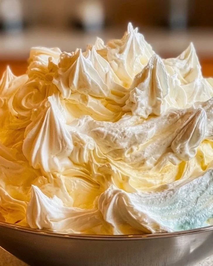Delicious Italian Meringue Buttercream frosting on a cake.