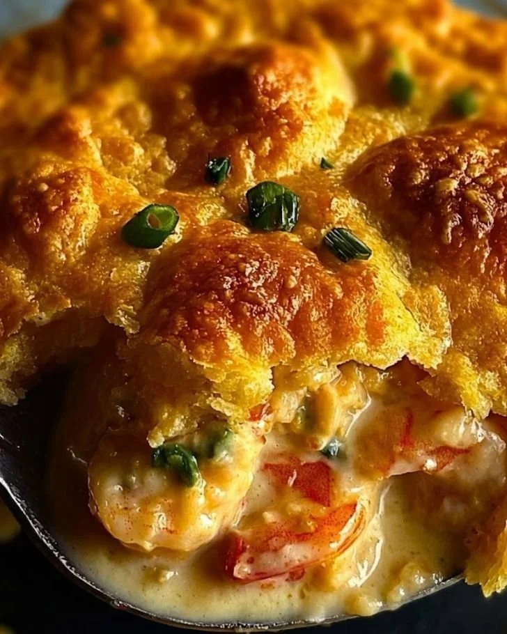 Cajun Shrimp Pie with vibrant spices and flaky crust