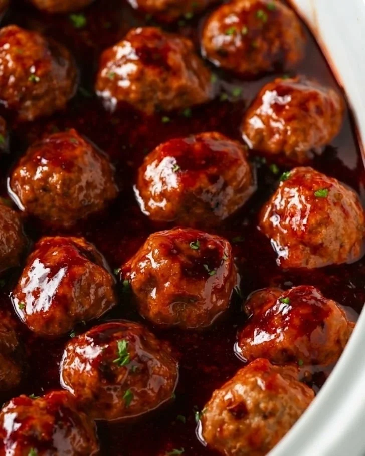 Delicious easy Crockpot meatballs served in a warm sauce