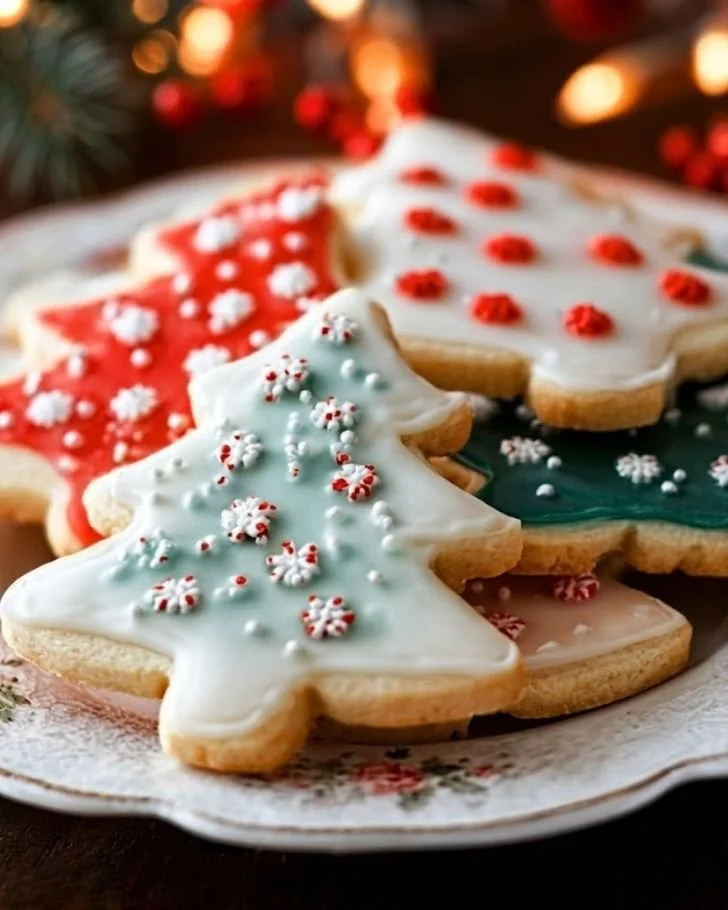 A beautifully glazed sugar cookie with colorful icing and sprinkles.