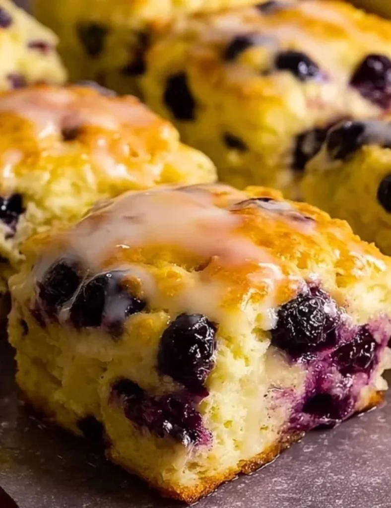 Freshly baked Lemon Blueberry Biscuits with a golden crust and vibrant flavor