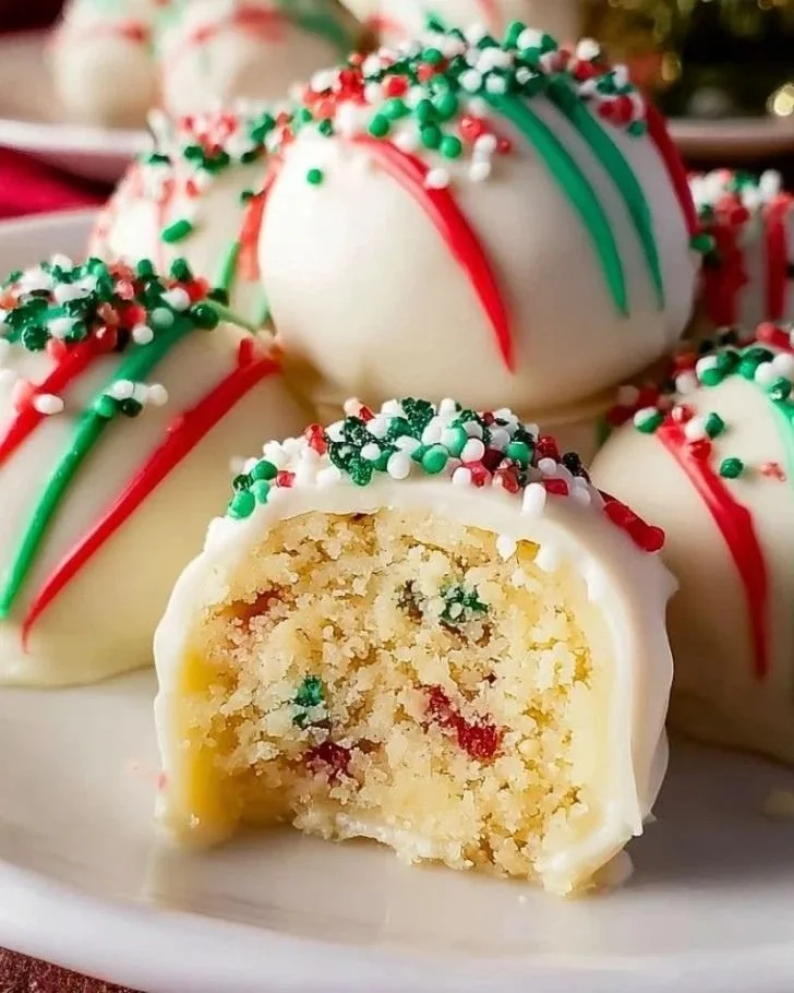 Little Debbie Christmas Tree Cake Balls decorated for the holidays