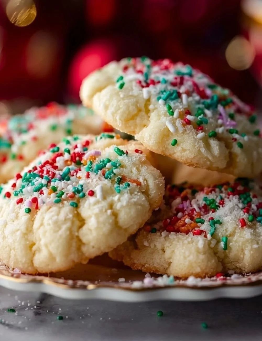 Melt-in-Your-Mouth Christmas Sprinkle Cookies