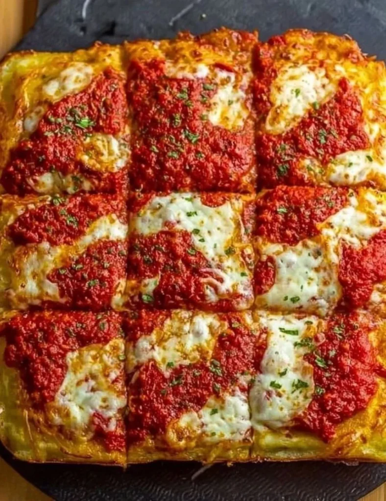 Slice of New York Bakery-Style Sicilian pizza with toppings