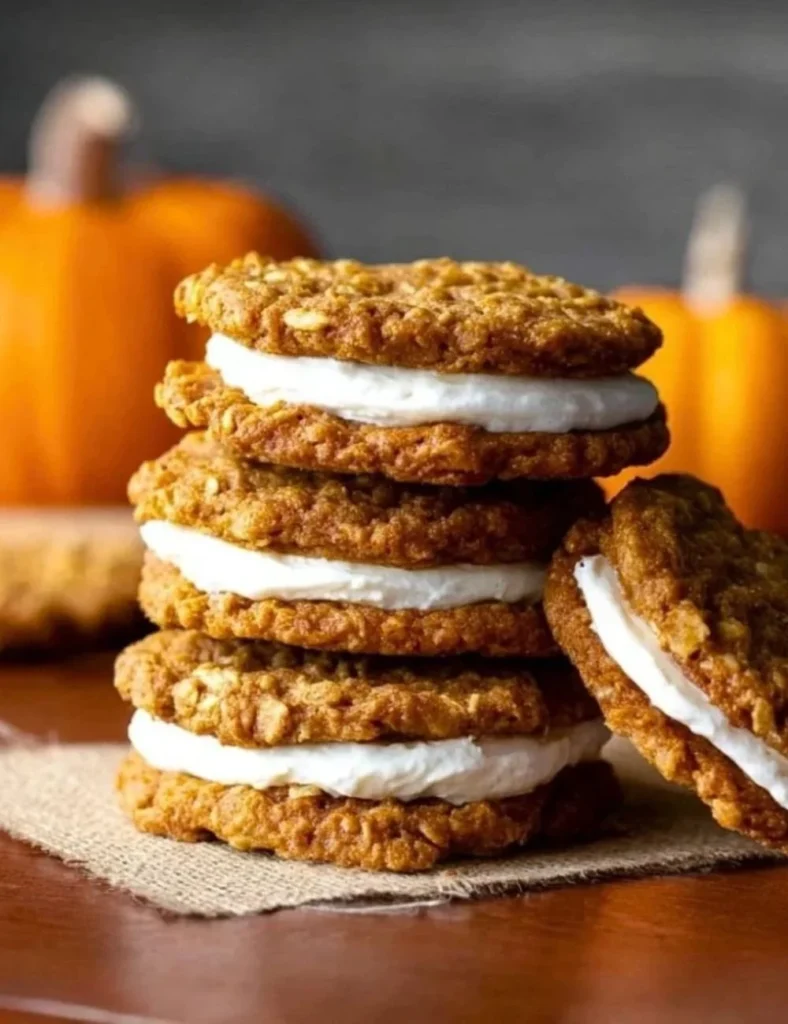 Delicious Pumpkin Oatmeal Cream Pies with creamy filling and autumn spices