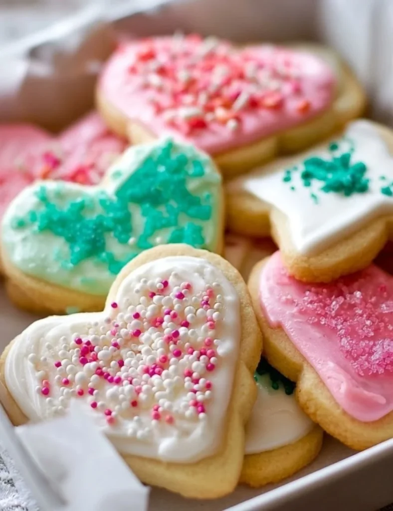 Deliciously decorated sugar cookies on a plate