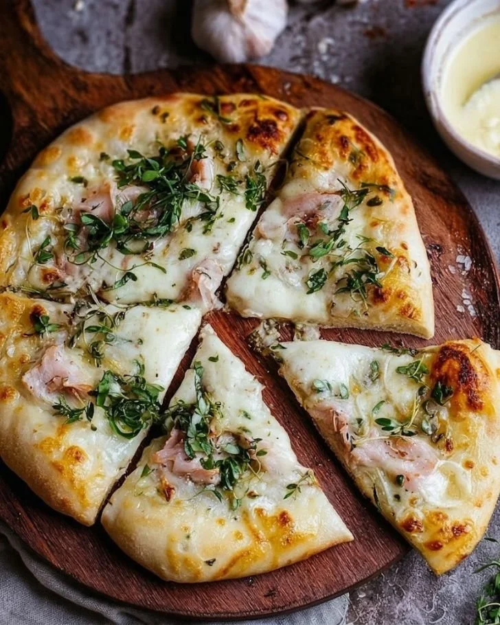 Creamy white garlic pizza sauce recipe for homemade pizzas