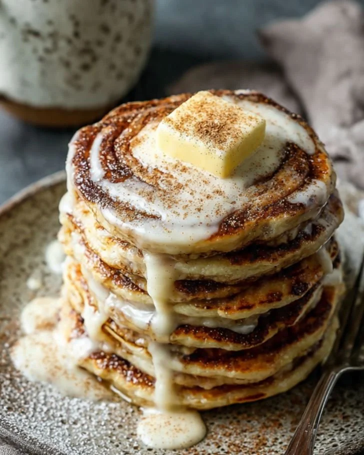 Easy Fluffy Cinnamon Roll Pancakes