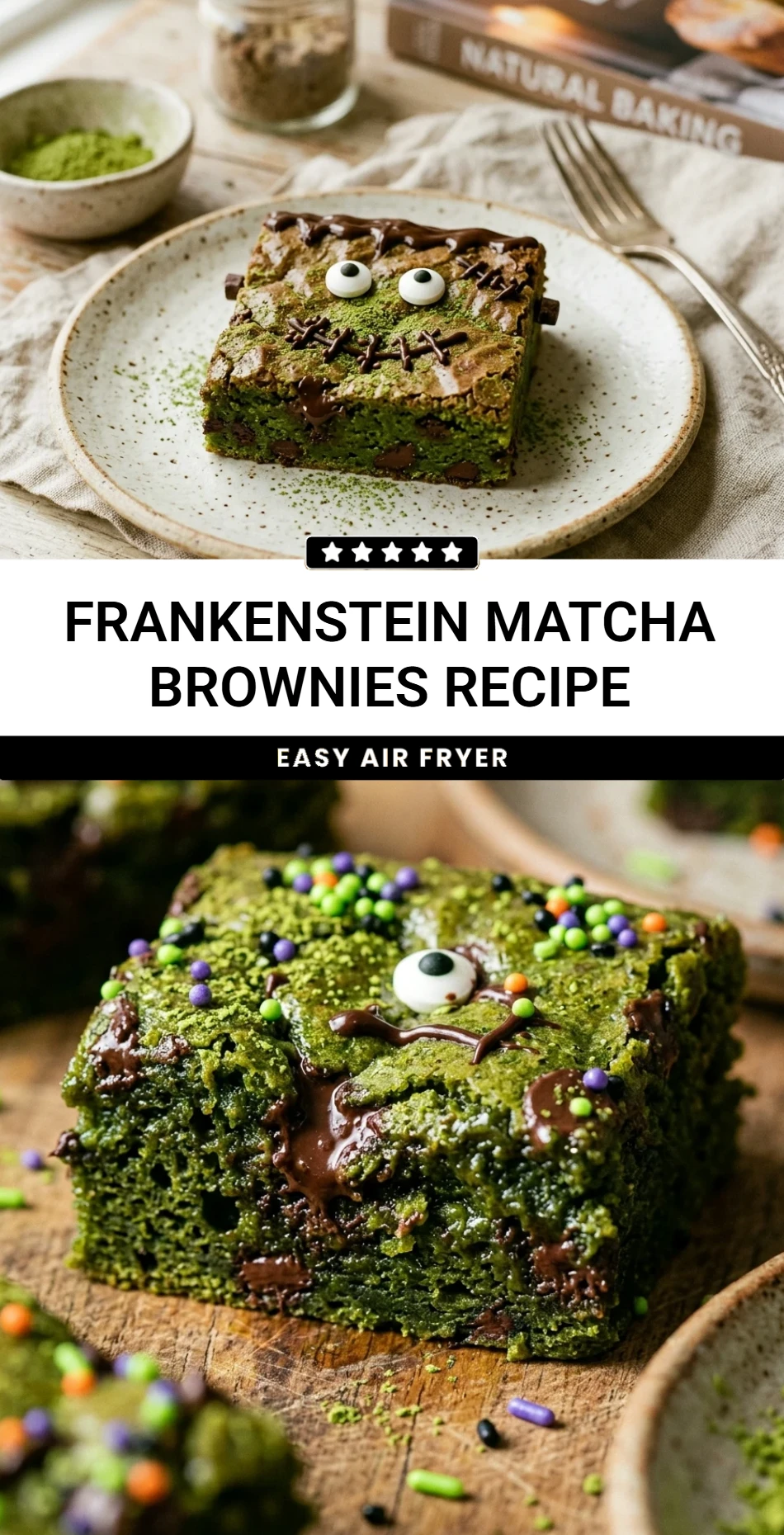 Frankenstein Matcha Brownies Recipe