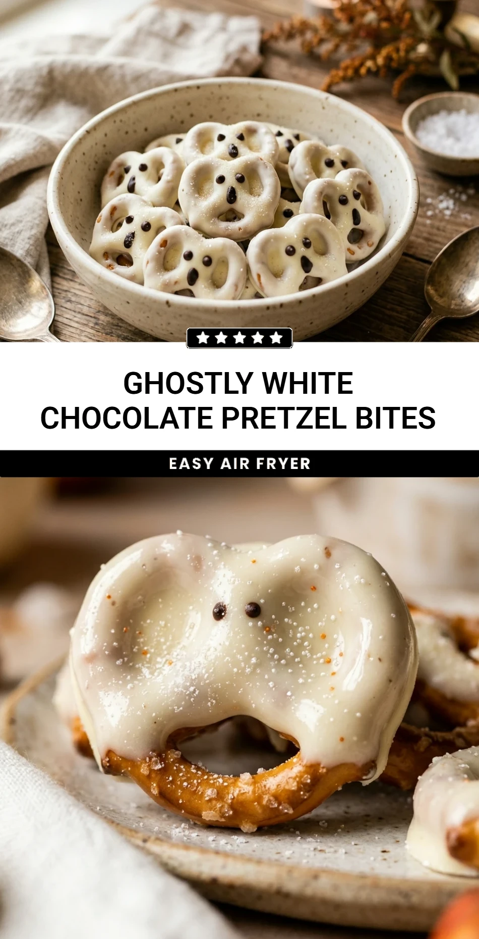 Ghostly White Chocolate Pretzel Bites