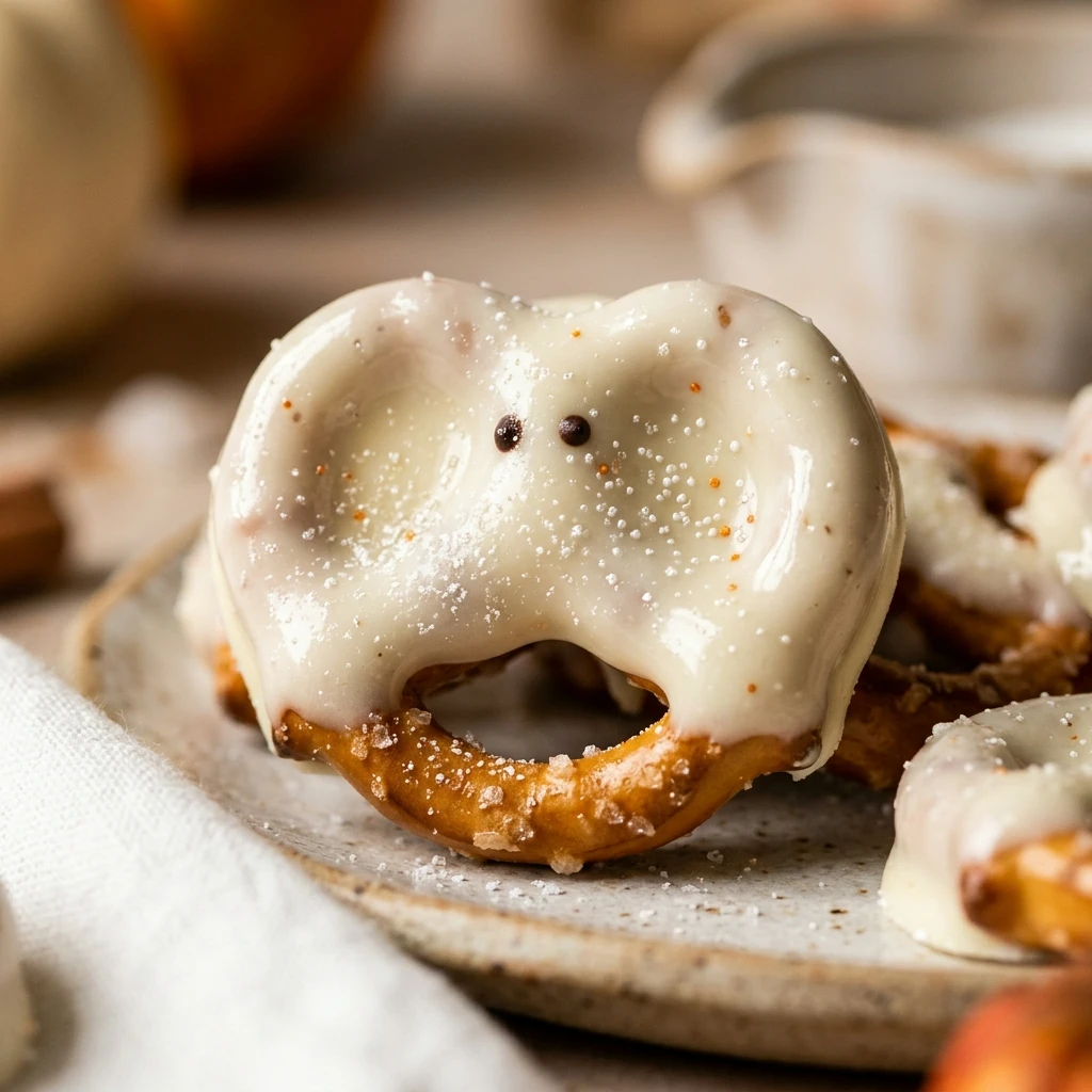 Ghostly White Chocolate Pretzel Bites